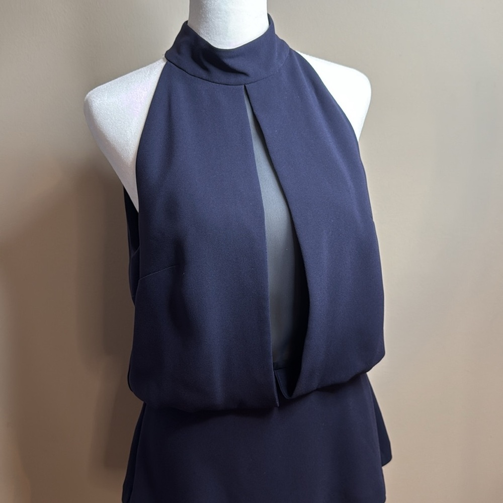 Intermix Versailles Combo Mock Neck Cutout Peplum size M - Picture 2 of 9